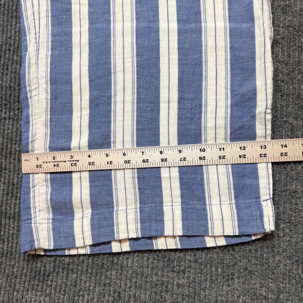 Womens XL Demi Wide Leg Blue White Striped Cotton Crop Pants High Rise Casual - Picture 9 of 14